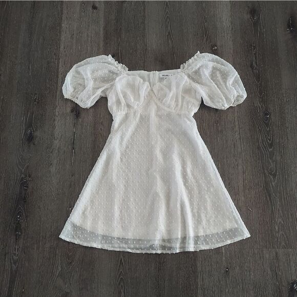 Missguided Milkmaid Skater Dress Dobby US 4 - Picture 2 of 9